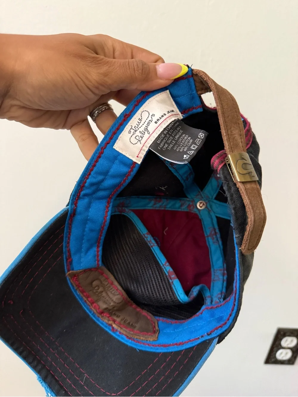 RARE Y2K vintage True Religion leather distressed baseball cap hat